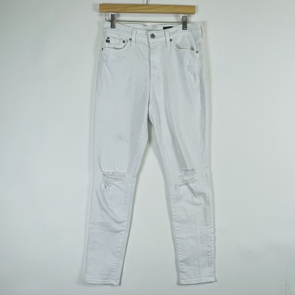 ADRIANO‎ GOLDSCHMIED AG White Mila Distressed Destroyed Jeans Womens Sz 29 R - Picture 1 of 10